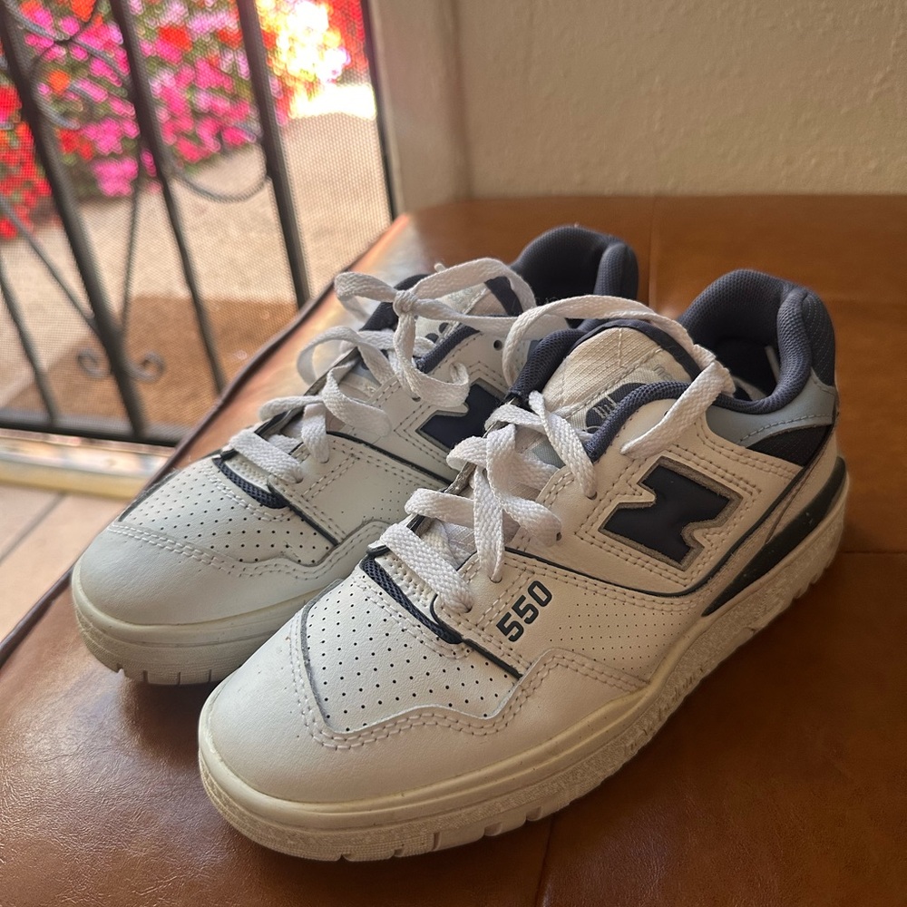New Balance. White and Navy Sneakers